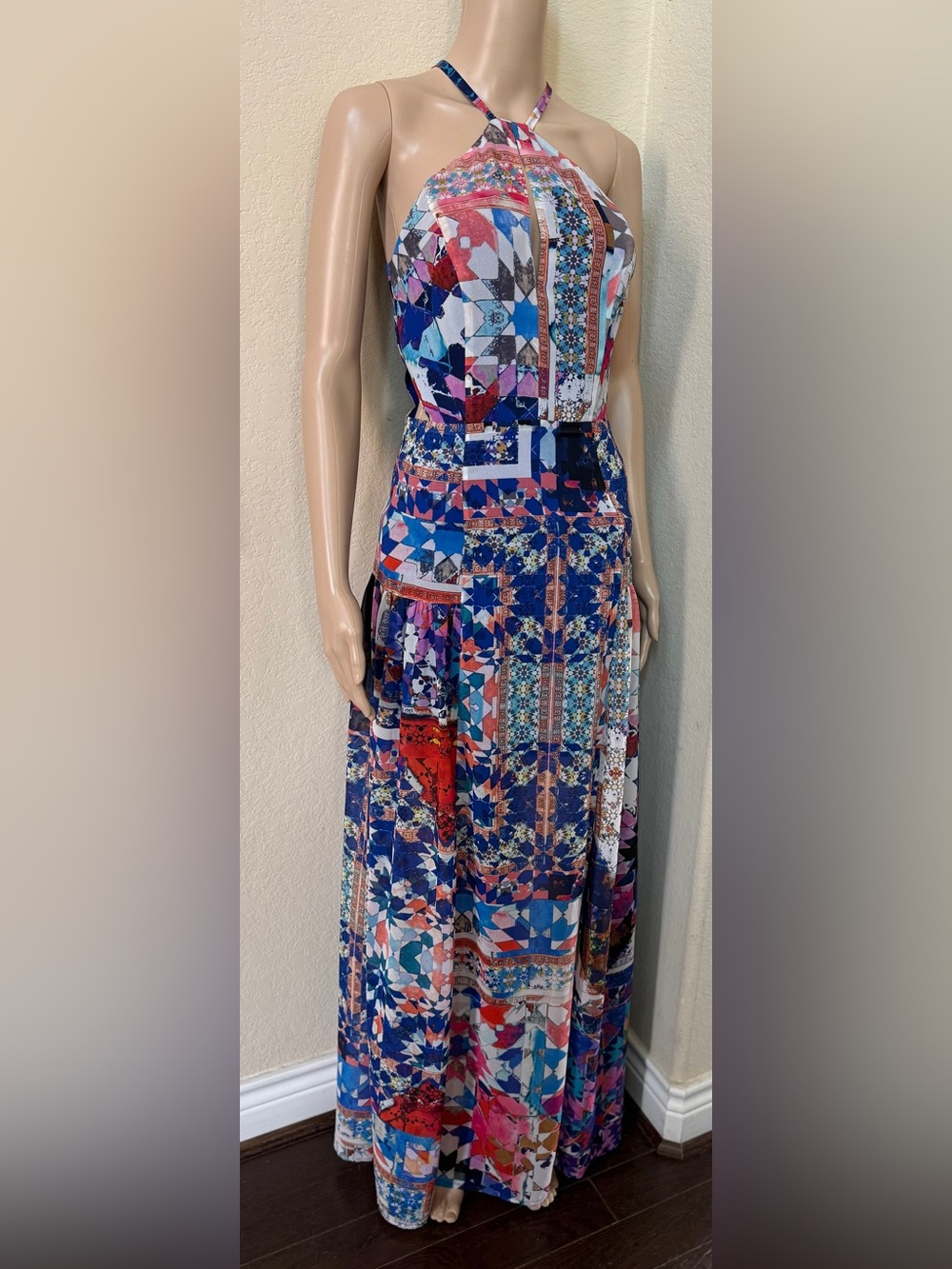Marciano Normani Talitha Tile Halter Maxi Dress 4